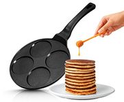 INTIGNIS® Non-Stick Pancake Pan - Multi Hole Mini Pancake Maker, 4 Hole American Style Crepe & Pancake Pan for Perfect Individual Pancakes, Frying Eggs, Uthappam, Induction Compatible (4 - Fix)