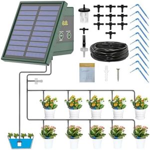 Solar Drip Irrigation System for Garden, 30 Timing Modes Automatic Drip Irrigation Kit Solar Irrigation System Garden Watering System Supports 10 Pots Plants for Indoor & Outdoor