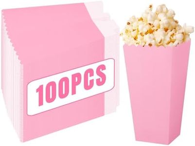 100 Pack Pink Popcorn Boxes, Disposable Popcorn Holders for Birthday Parties, Weddings, Movie Nights, Carnivals, Holidays, Baby Showers