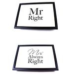 Lap Tray Bean Bag Breakfast Student Dinner Cushion Mr Right & Mrs Always Right