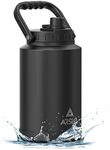 Arslo One Gallon Water Bottle, Large Insulated Water Jug With Handle, One Gallon Stainless Steel Water Bottle,Black, 128 Ounce