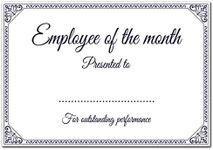 Employee of The Month Certificate - Blank Fill-in Paper Presentation Award - Pack of 24 - co-Worker Appreciation - A5 Size Eco-Friendly - Made in UK