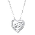 MAX + STONE 1/8 Carat Natural Diamond Heartbeats Dancing Diamond Heart Pendant Necklace for Women | 18 Inch Sterling Silver Diamond Necklace for Women | Real Diamond Heart Necklace for Women