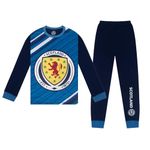 Scotland Official Football Gift Boys Long Sublimation Pyjamas Navy 5-6 Years