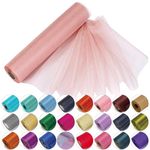 Trimming Shop Organza Roll Snow Sheer Glitter Fabric 25m x 29cm for Wedding Venue, Chair Bow Sash, Table Runner, Christmas Event, Party Decoration, DIY Craft Projects, Peach#