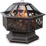 Uniflame Hex Shaped Outdoor Fire Bowl with Lattice, Oil Rubbed Bronze