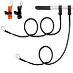 2Pcs Kayak Paddle Leash, Stretchable Paddle Strap with Carabiner Secure, Kayak Accessories Coiled Lanyard (black)