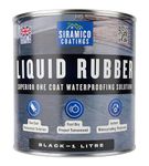 Siramico Coatings Liquid Rubber Roof Coating | Instant Leak Seal Technology I Quick Drying, One Coat Waterproofing Sealant | Black, Grey & Clear (Black, 1 Litre)