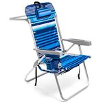 Homevative Folding Tall Backpack Beach Chair with 5 Positions, Towel bar, Cooler and Storage Pouch, Cup Holder and Phone Holder, High Tide Blue