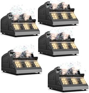 DazzlingStage 3 in 1 Fog Bubble Machine with 2 Bubble Fans, 7 CH RGB 18 LED Lights Smoke Bubble ALL IN 1 Machine, Fog Machine for Halloween, Chrismas, 5 Packs