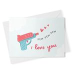 Cute anniversary card, Boyfriend birthday card, Girlfriend I love you card, Boyfriend anniversary card, Silly love card for husband, Pew pew [00681]