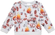 Posh Peanut French Terry Long Sleeve Sweatshirts for Kids (Firemen, 12 Years)