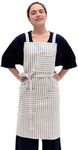 MEEMA Cross Back Apron - Striped Cooking Apron with 3 Pockets, Upcycled Cotton Baking Aprons for Women & Men, One Size Fits All, Mandiles para Mesera - Pack of 1