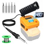 Cordless Soldering Station for Dewalt 20V Battery,Portable Electric Digital LCD Display Soldering Iron Station with USB&Type-C,°C/ºF Conversion, Calibration Support for DIY, Appliance Repair