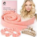 Heatless Curls Overnight for Long Hair,Soft Heatless Curling Rod Headband Extra Long,No Heat Hair Curlers You Can Sleep in (Pink)