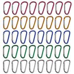 nuosen 40 PCS Locking Carabiner, D-Shaped Carabiner Key Chain Aluminum D-Ring Carabiner Clip Hook for Camping Hiking (5 Colors)