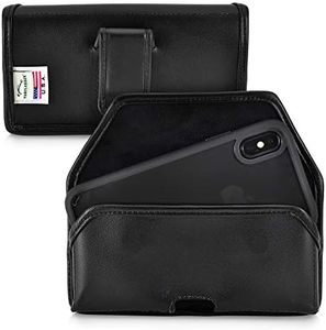 Turtleback Holster Designed for iPhone 11 Pro (2019) iPhone Xs (2018) and iPhone X (2017) Belt Case Black Leather Pouch with Executive Belt Clip, Horizontal Made in USA