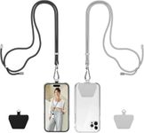 takyu Phone Lanyard, Adjustable Cell Phone Lanyard 2PCS Crossbody Phone Strap with Tether Tabs Fit for iPhone Android Smartphones(Black+Grey)