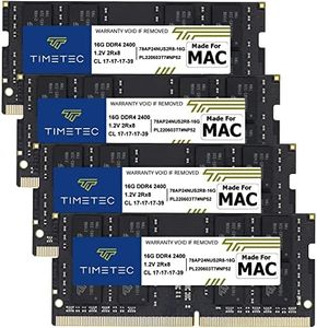 Timetec 64GB KIT (4x16GB) Compatible for Apple 2017 iMac (27-inch w/Retina 5K Display) DDR4 2400MHz PC4-19200 1Rx8 CL17 1.2V Non-ECC Non-Parity Unbuffered SODIMM Memory MAC RAM Upgrade for iMac 18,3