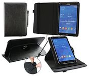 Emartbuy® Universal (7-8 Inch) Black Premium PU Leather 360 Degree Rotating Stand Folio Wallet Case Cover + Black Stylus Compatible With Yuntab Q88 Quad Core Tablet 7 Inch