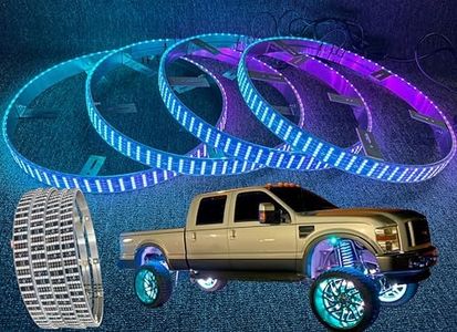 Ydzwavui 15.5" 5-Row Ultra-Bright LED Wheel Lights: 4PCS Dream Color Chasing Rim Lights with App/Remote for Trucks, SUV, Pickup