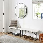 Living and More 6 Foot Fold-in-Half Bench with Carrying Handle, Easy Folding and Transport, Indoor/Outdoor Use, Sturdy Steel Frame, 72"D x 11.5"W x 16.3"H, White