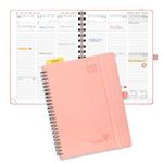 POPRUN A5 Academic Diary 2024-2025 Week to View (22x16.5 cm) Soft Cover Spiral 17 Months (Aug'24 - Dec'25) Mid Year Diary 24/25 Vertical Weekly Planner (Pink)