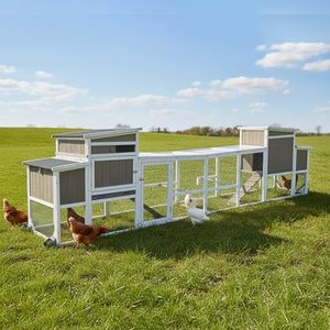 157" L Large Chicken Coop with Run, Mobile Chicken House with Wheels, Nesting Boxes, UV-Resistant Roof, Indoor Outdoor Rabbit Hutch Poultry Hen Cage for 4-6 Chickens with Removable Tray and Ramp