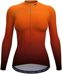 Wulibike Cycling Jersey Women Long Sleeve,Bicycle Biking Bike Shirts for Women with Pockets, Gradient Red, X-Large