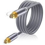 Digital Optical Audio Cable SOUNDFAM Toslink Cable [24K Gold-Palted,Hi-Fi Sound] Fiber Optic Cord for Home Theater,Sound Bar,TV,Xbox,Playstation-Grey (6.6Feet/2M)