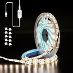 Xuuza Motion Sensor LED Light Strip, Strip Light USB Powered 16.4ft, Day Night Modes & Dimming Brightness, Adhesive Tape 5V Free Cutting Rope Lights for Indoor Outdoor Decor