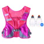 AONIJIE Marathon Running Vest Pack Water Hydration Backpack Outdoor Sport Bag Cycling Camping Climbing Rucksack (Rose red+2pcs 250ml Bottles)