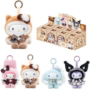 MINI LIKE Hello Kitty Blind Box Fuzzy Series - Kuromi My Melody Cinnamoroll Characters Cute Vinyl Plush Collectible Toy for Bag Charms Home Office Decor Birthday Couple Gifts,8Pcs Random