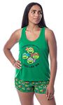 INTIMO Nickelodeon Teenage Mutant Ninja Turtles Womens' 84 Tank Pajama Short Set (Large) Green