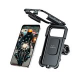 GRAND PITSTOP Waterproof Mobile Holder for Bikes, Motorcycle, Scooty, Bicycles, Bike Mobile Holder, Handlebar Cellphone Holder for Maps and GPS Navigation with 360° Rotation Phone Mount-Black