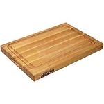 John Boos Large Maple Wood Cutting Board for Kitchen Prep, 18” x 12” x 1.5” Thick, Hand Grip, Juice Groove, Charcuterie, Reversible Boos Block