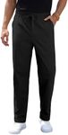 RQP Mens Linen Pants Drawstring Casual Pants Lighting Beach Pants Baggy Dress Trousers,Black M