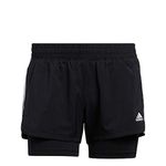 ADIDAS Women's Pacer 3S 2 In 1 Shorts (Gl7686-Xl, Black/White, Xl)