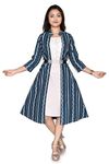 jbegam Designer Dress One Piece Layered Kurta Gown with Jacket for Women or Girls Blue Suitable for 12-13 Years