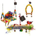 PETZOO Bundle of 3 Cage Accessories Includes Crinkle Shredder, Bird Swing & Bird Perches