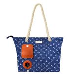 Cork & Vine Anchor Print Wine Tote Bag, Canvas Wine Purse with Cooling Compartment, Built-in Pouring Spout and 3x 1.5 Liter Beverage Pouches, Chill and Serve Drinks at the Beach, Sailing, Cruise, Pool