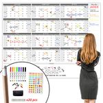 Jumbo Dry Erase Wall Calendar - 48"x58" 2019-2020 Undated Yearly Planner for Home, Office, School Projects - X Large Erasable Laminated Task Organizer