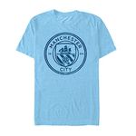 Fifth Sun Men's Official Manchester City FC Plain Logo Distressed Tee T-Shirt, Blue//Premium Heather, S