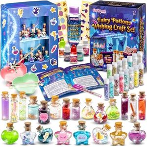 GirlZone Fairy Potions Wishing Craft Set, Kids Potion Making Kit with 50 Pieces to Create Fairy Potion Crafts for Girls 8-12, Fairy Potion Kit, Ideal Thanksgiving Gift for Kids