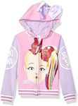 JoJo Siwa Girls' Little Big Face Zip Up Hoodie with Bow on Hood, Light Pink/Lilac, 6