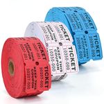 L LIKED Raffle Tickets with Consecutive Serial Numbers, 3 Rolls of 1000, 50/50 Raffle Tickets Double Roll for Events, Entry, Class Reward & Prizes (Red+Blue+White)