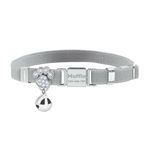 Personalized Safety Elastic Cat Collars with Bell,Laser Customized Stretch Kitten Collars for Girls Boys Cats-Grey