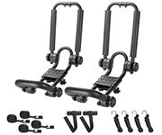 DrSportsUSA One Pair Fold Down J Bar Kayak Rack Designed mounts to virtually All crossbars and Load Bars Double Folding J Bar Car Roof Carrier for Kayak Canoe Surf Board and SUP Paddle Boat (1 Pair)