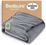 Bedsure Fleece Blanket Sofa Throw - Versatile Blanket Fluffy Soft Throw for Bed and Couch Twin / Double, Silver Grey, 150x200cm
