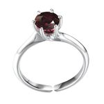 HighSpark 925 Silver Martini Style Real Gemstone Ring for Women | 92.5 Sterling Silver Adjustable Contemporary Style & Stunning Shine | Lovely Gift - Garnet Ring